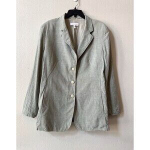 Escada Silk Linen Blazer Jacket Size 44 Ermemegildo Zegna Cloth /Logo Buttons